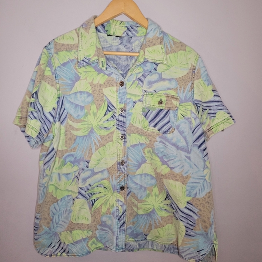 Vintage Hawaiian button front‎ short sleeve xl